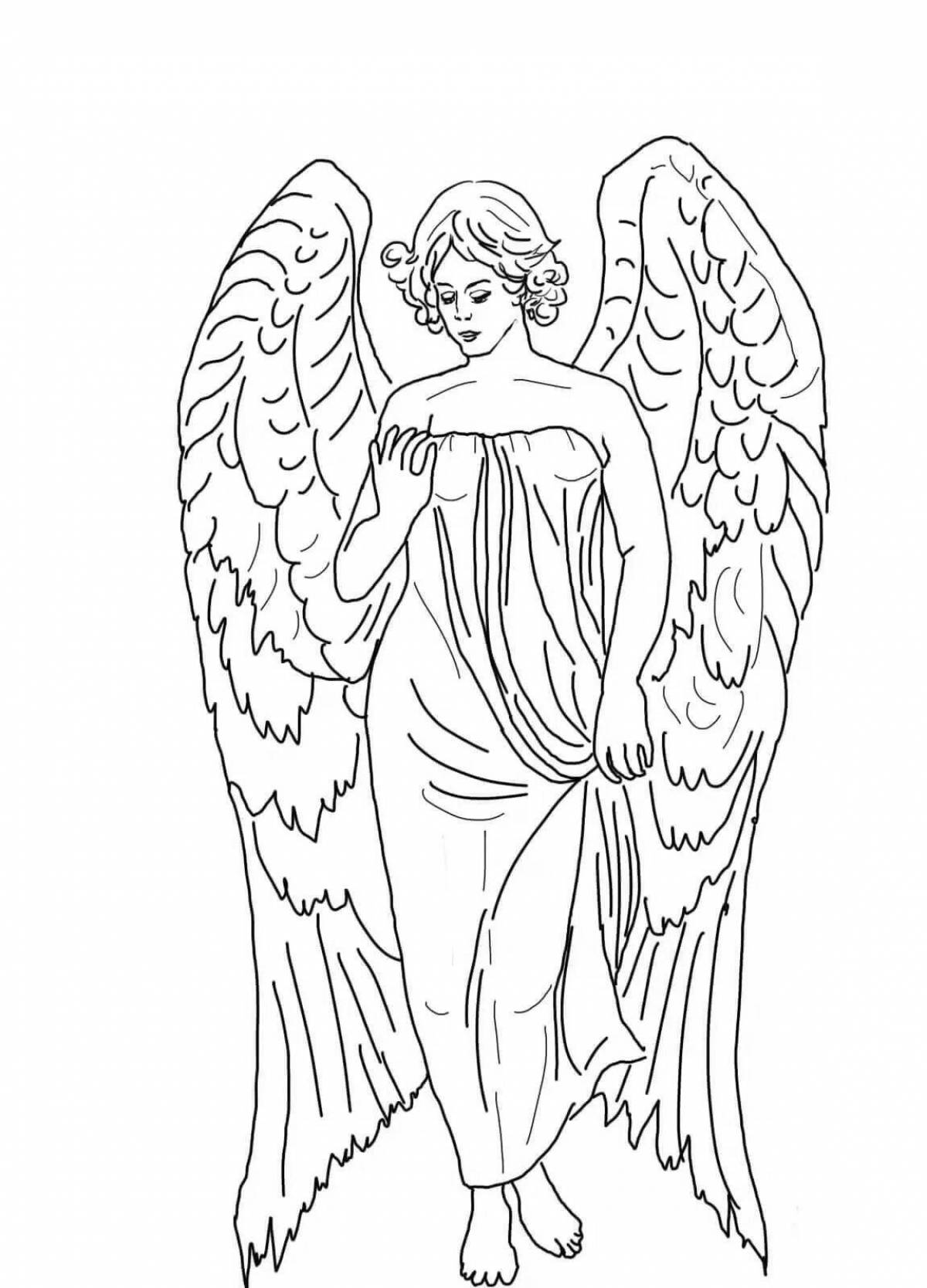 Величественные ангелы-раскраски с красивыми крыльями