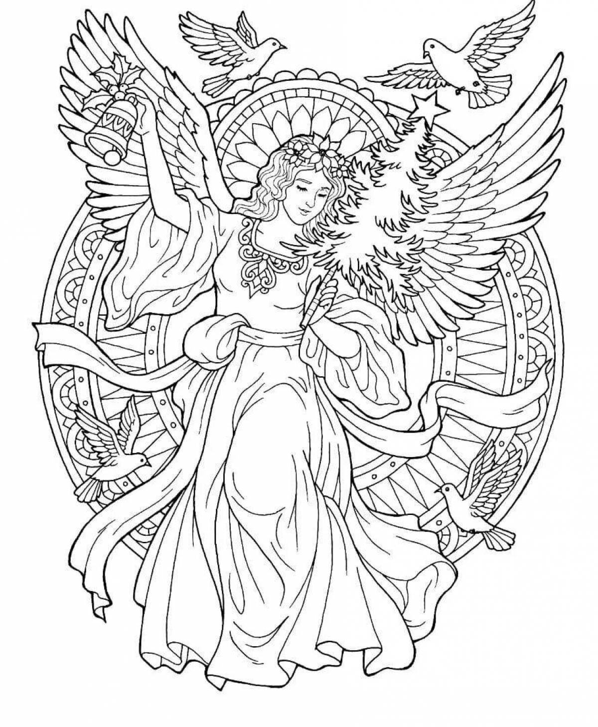 Gorgeous coloring book angels with beautiful wings