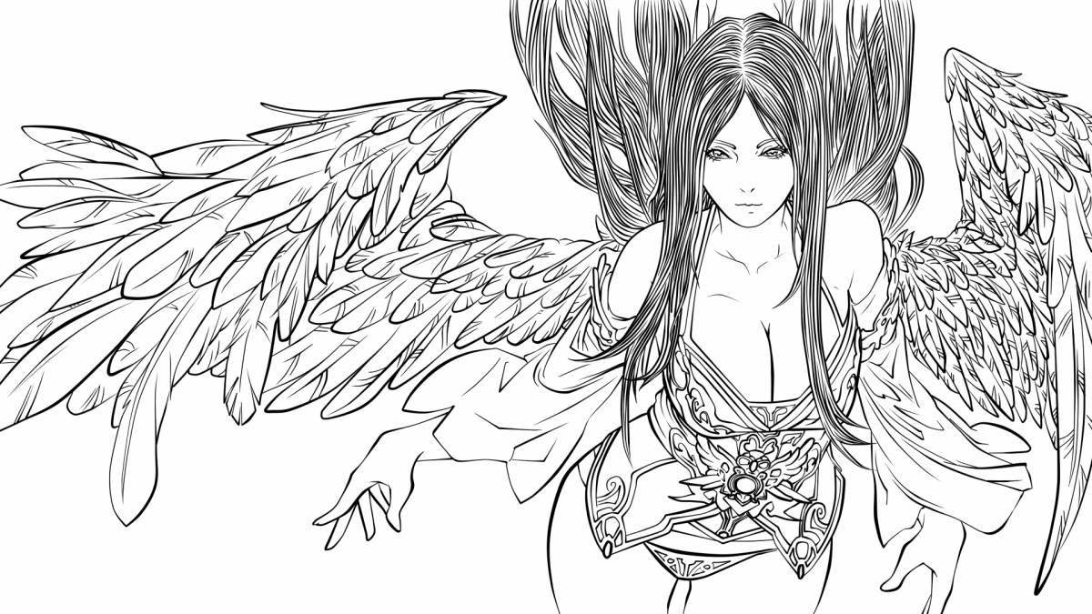 Безупречная раскраска ангелы с красивыми крыльями