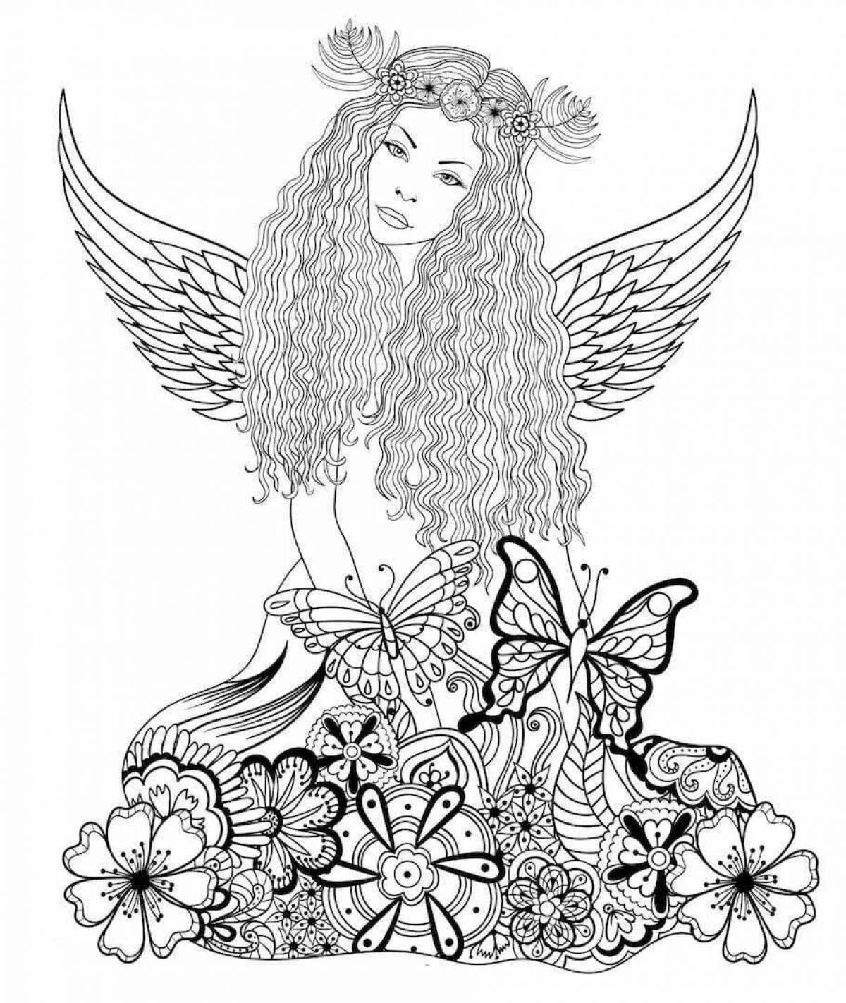 Блестящие ангелы-раскраски с красивыми крыльями