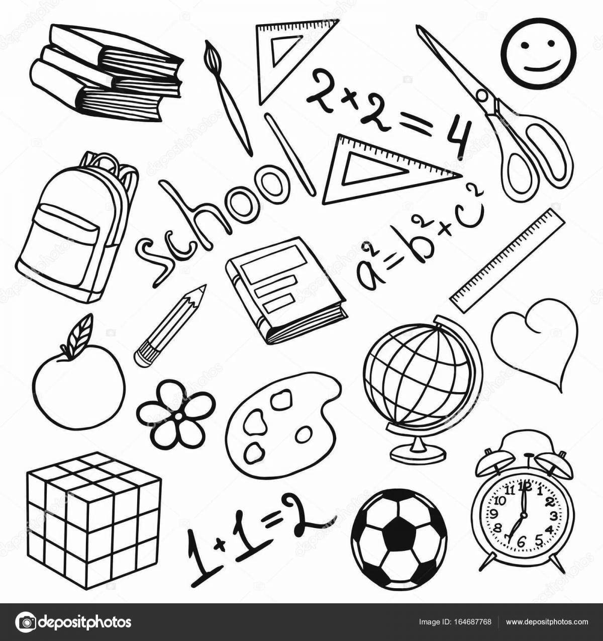 Colorful school coloring book for kids