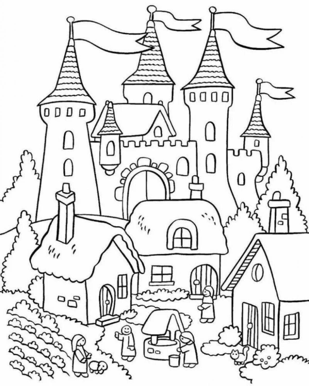 Mysterious princess house coloring book for kids