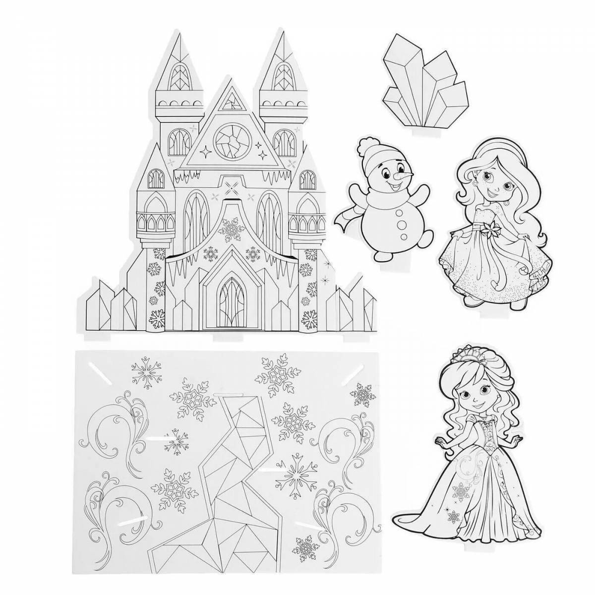 Fancy coloring princess house for kids