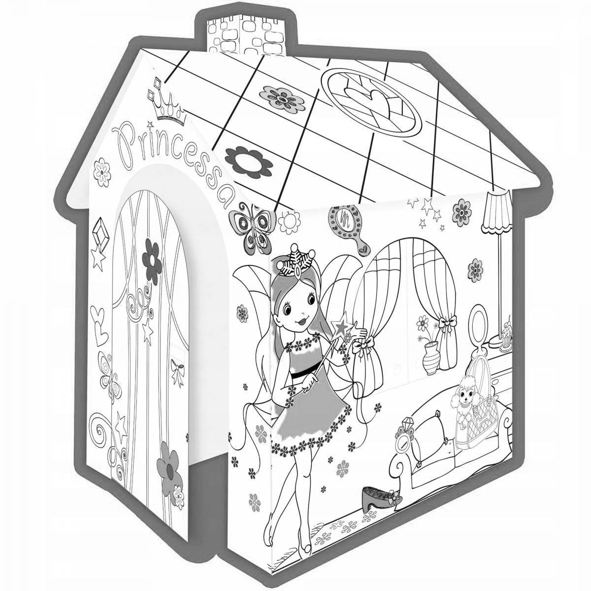 Playful princess house coloring book for kids