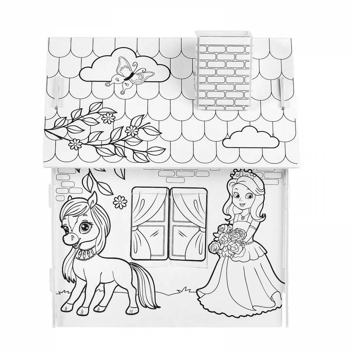 Funny princess house coloring book for kids
