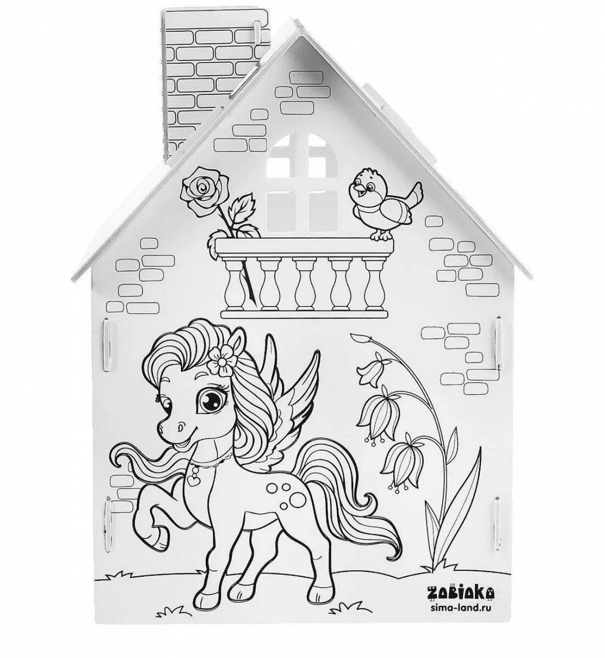 Humorous princess house coloring book for kids