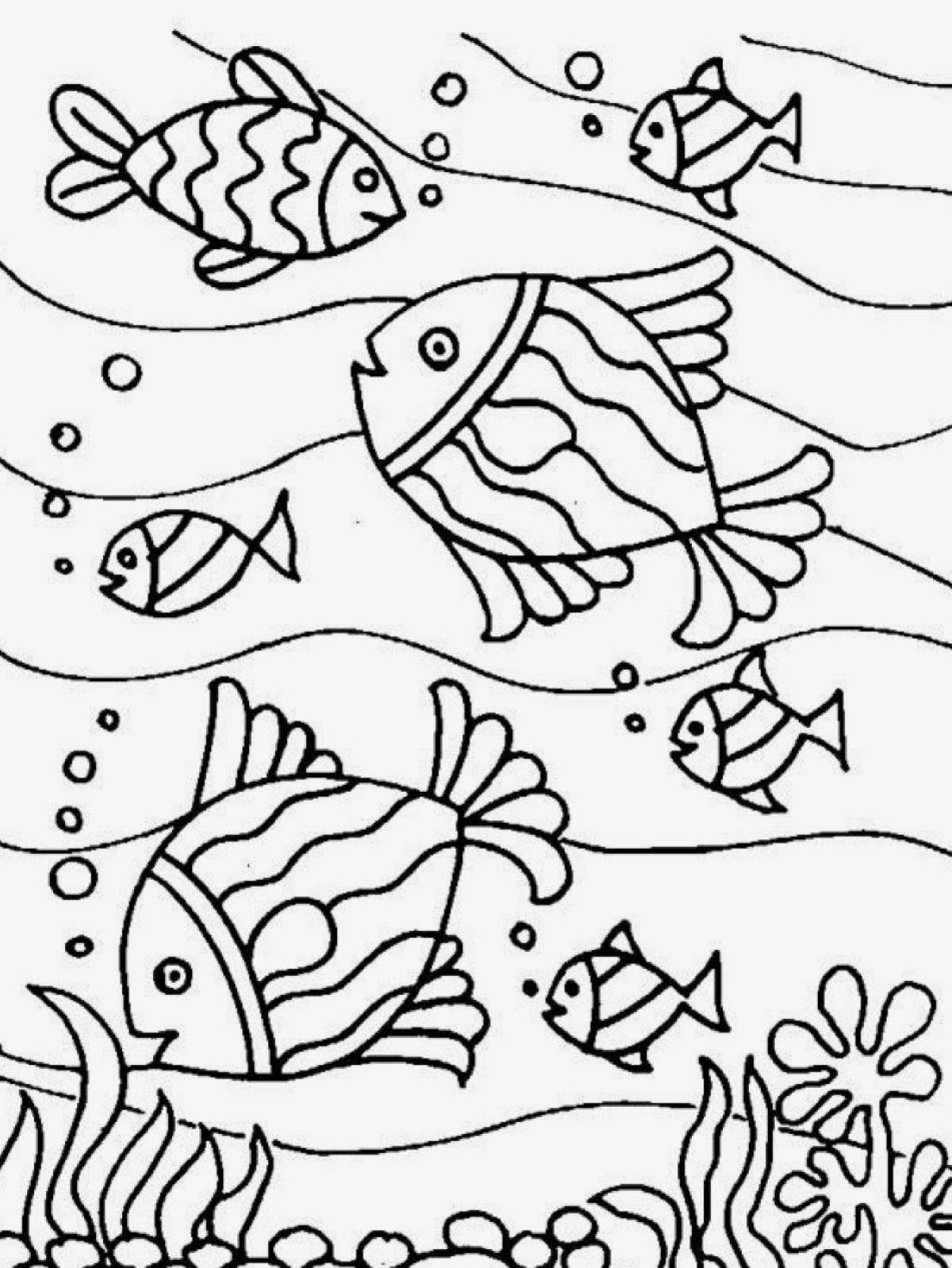Удивительная страница раскраски аквариумных рыбок