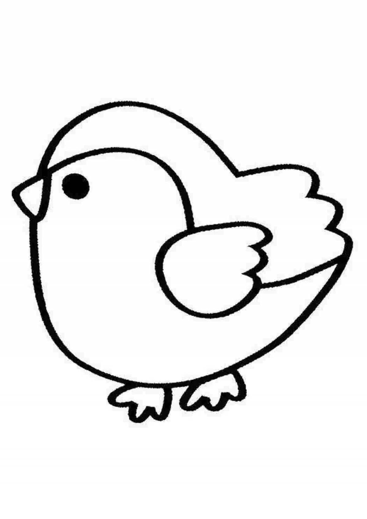 Очаровательная птичка-раскраска для детей