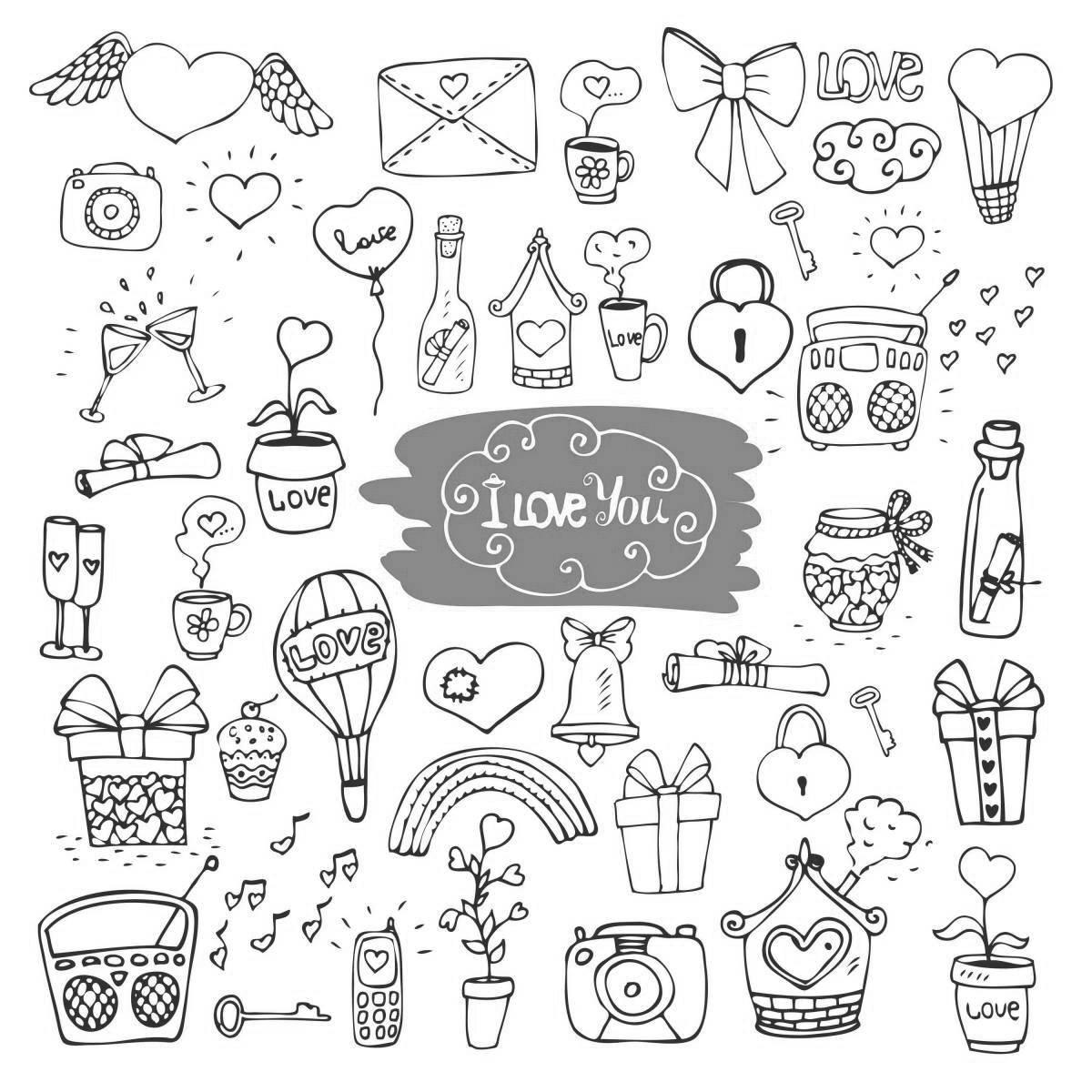 Colorful coloring pages for stickers