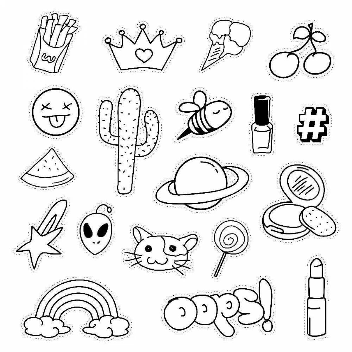 Playful coloring pages for stickers
