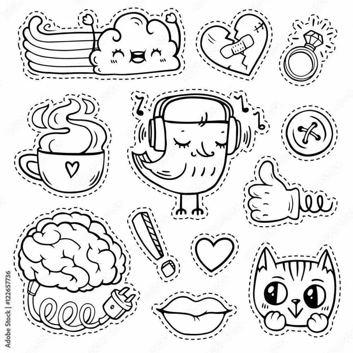 Fun coloring pages for stickers