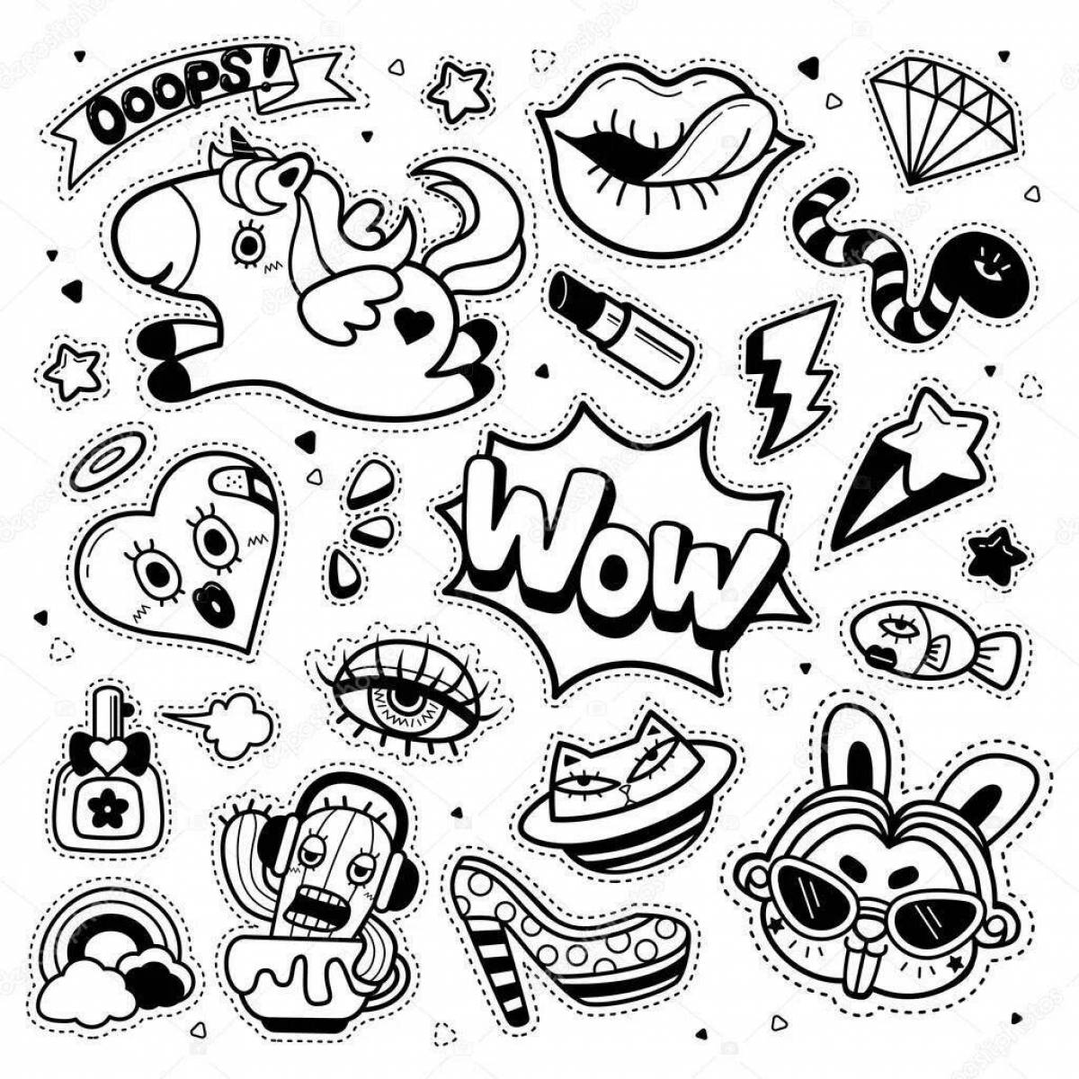 Great sticker coloring pages