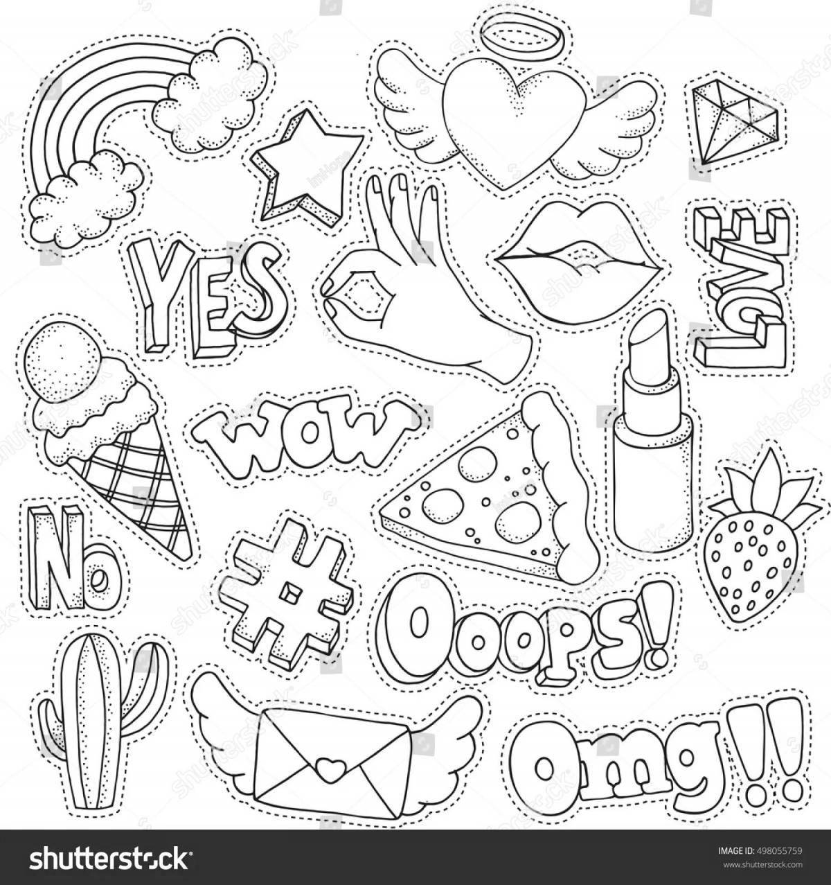 Fancy coloring sheets for stickers