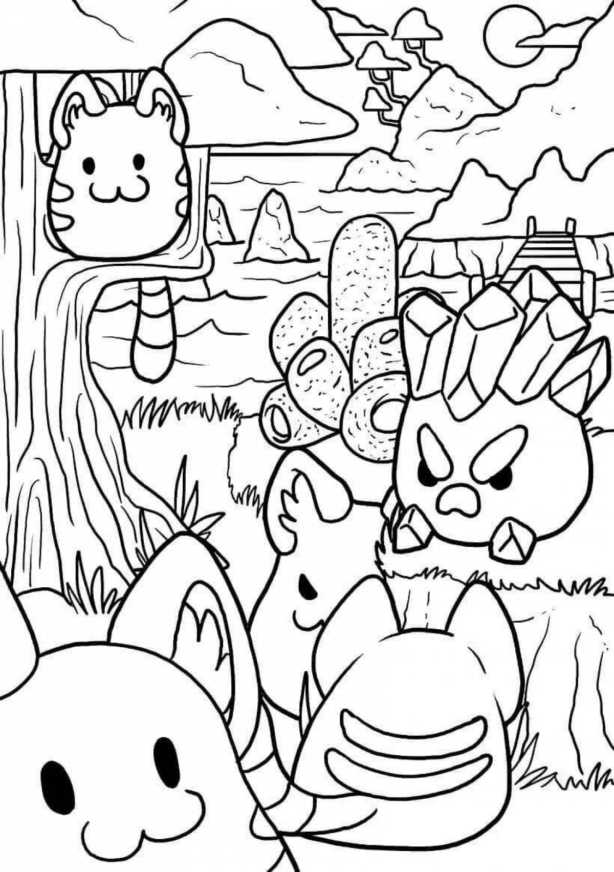 Colorful slime coloring page for kids