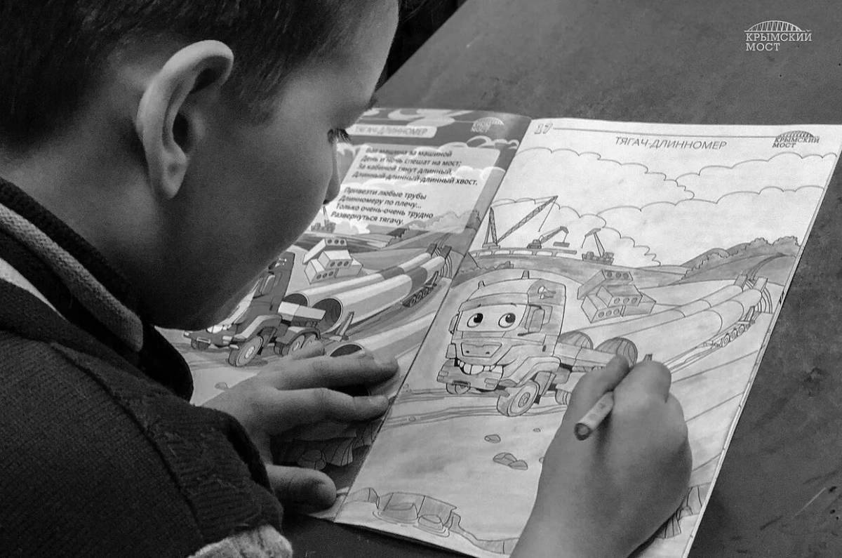 Exquisite Crimean bridge coloring book for kids