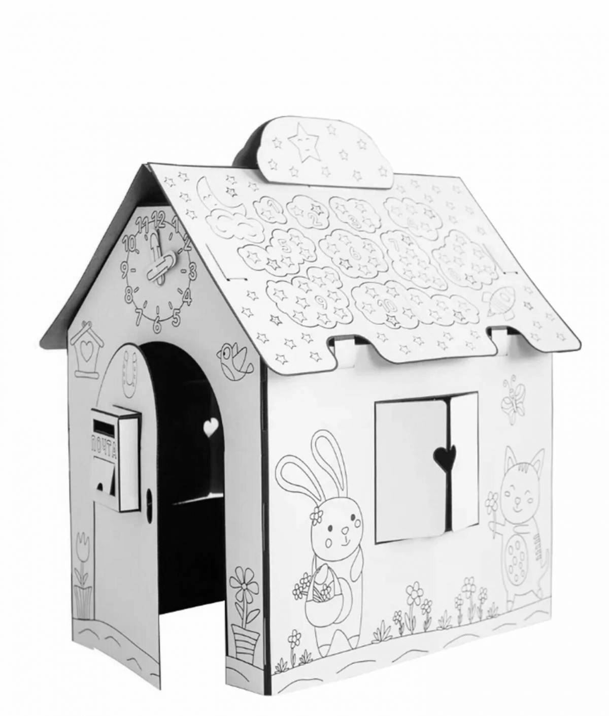 Photo Colorful cardboard house ozone coloring book