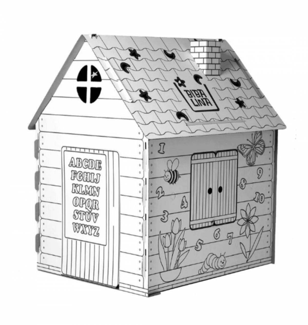 Playful cardboard house ozone coloring page