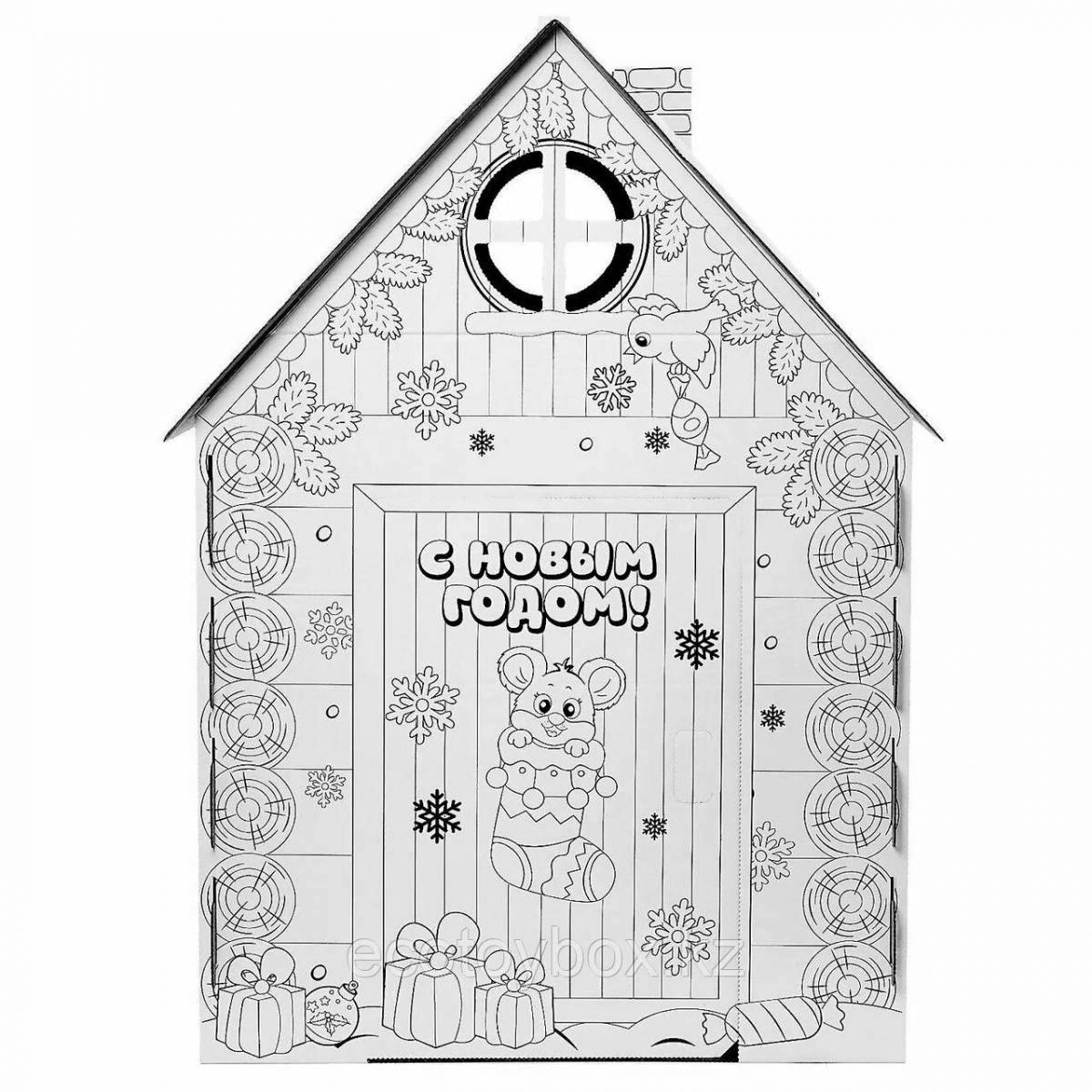 Glitter cardboard house ozone coloring page