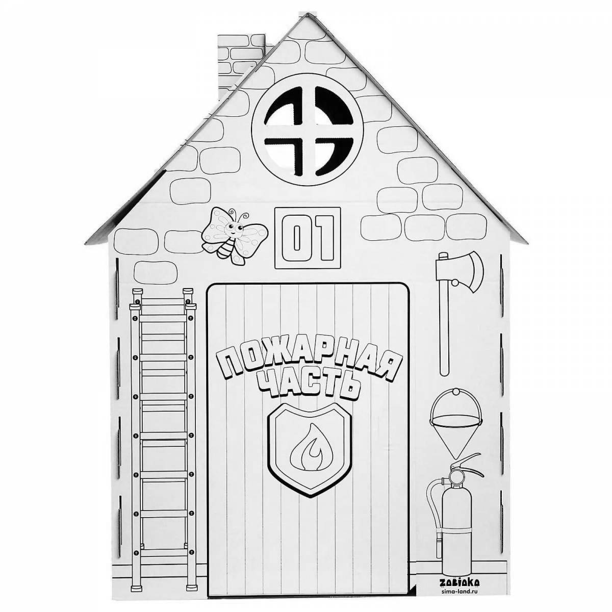 Glitter cardboard house ozone coloring page