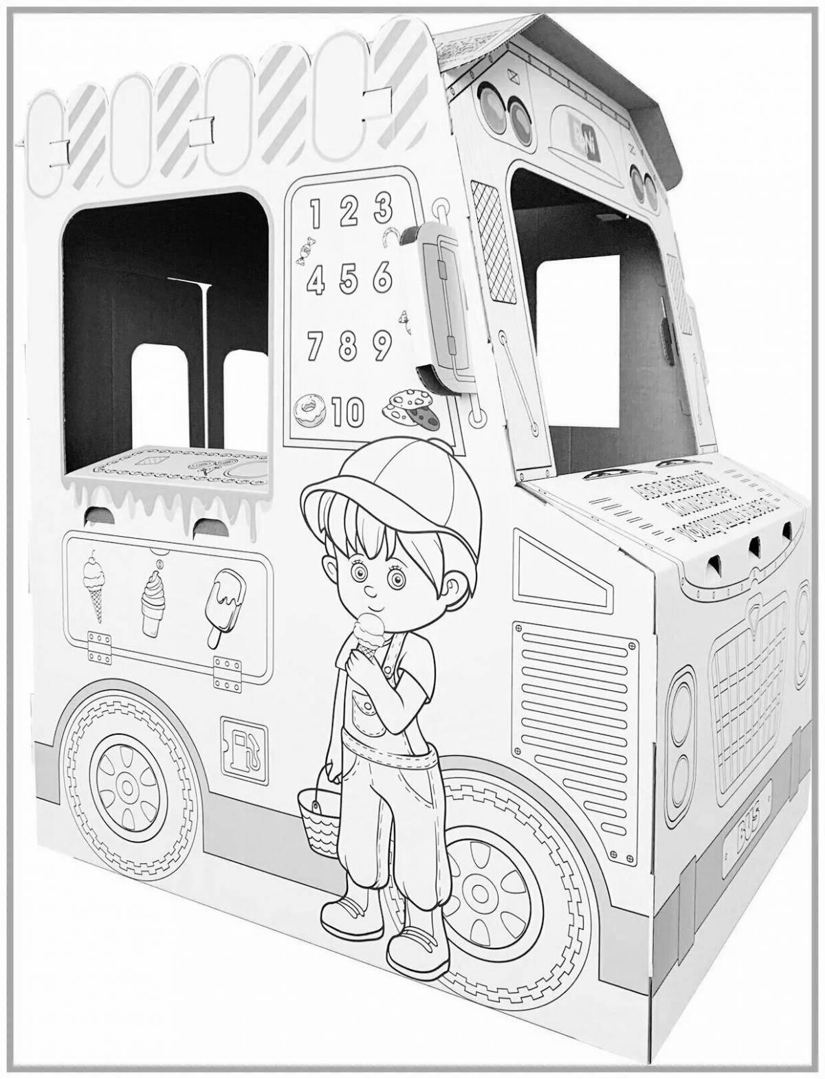 Attractive cardboard house ozone coloring page