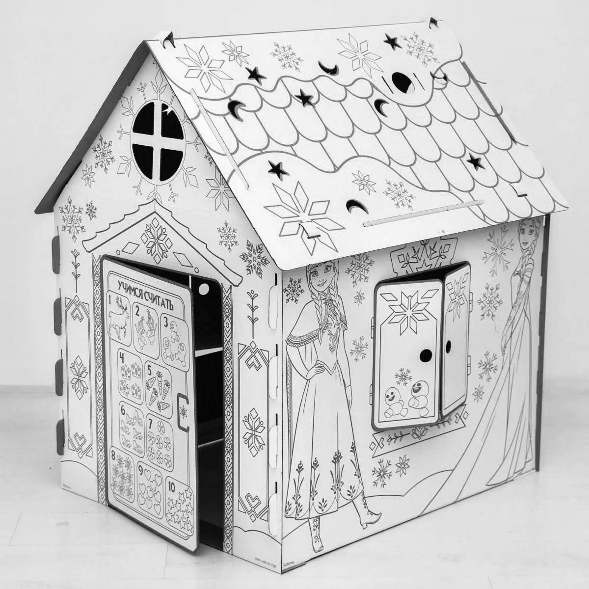 Elegant cardboard house ozone coloring page