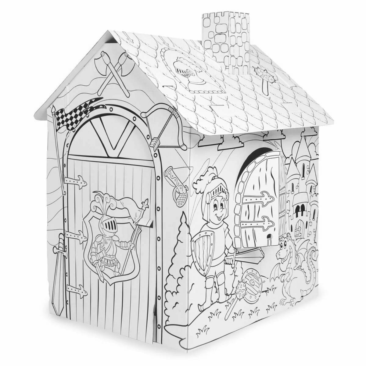 Раскраска роскошный картонный домик озон