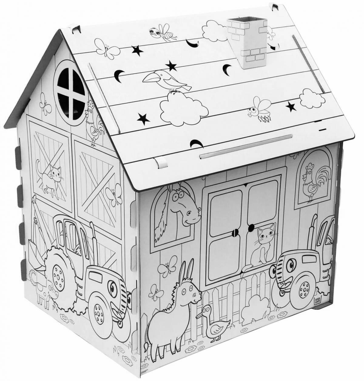 Photo Delightful cardboard house ozone coloring book