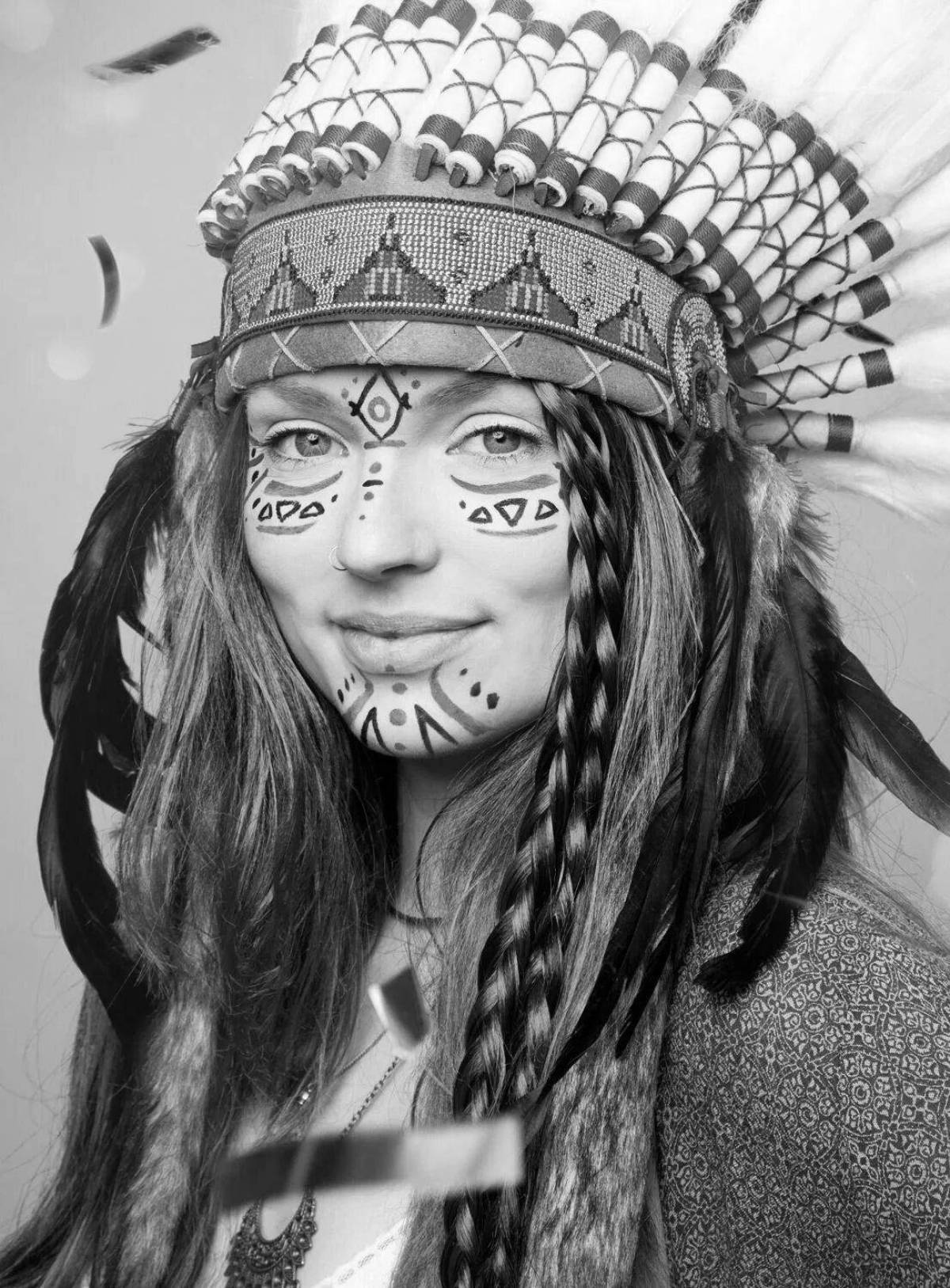 Exotic Indian face coloring page