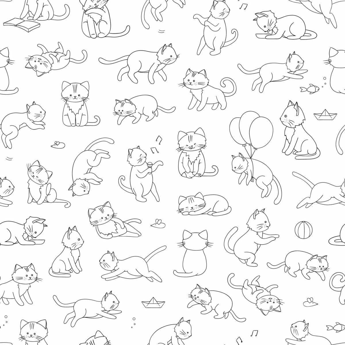 Joyful cats coloring pages