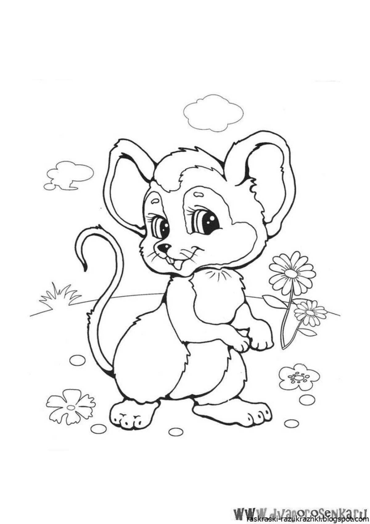 Coloring cute little mouse