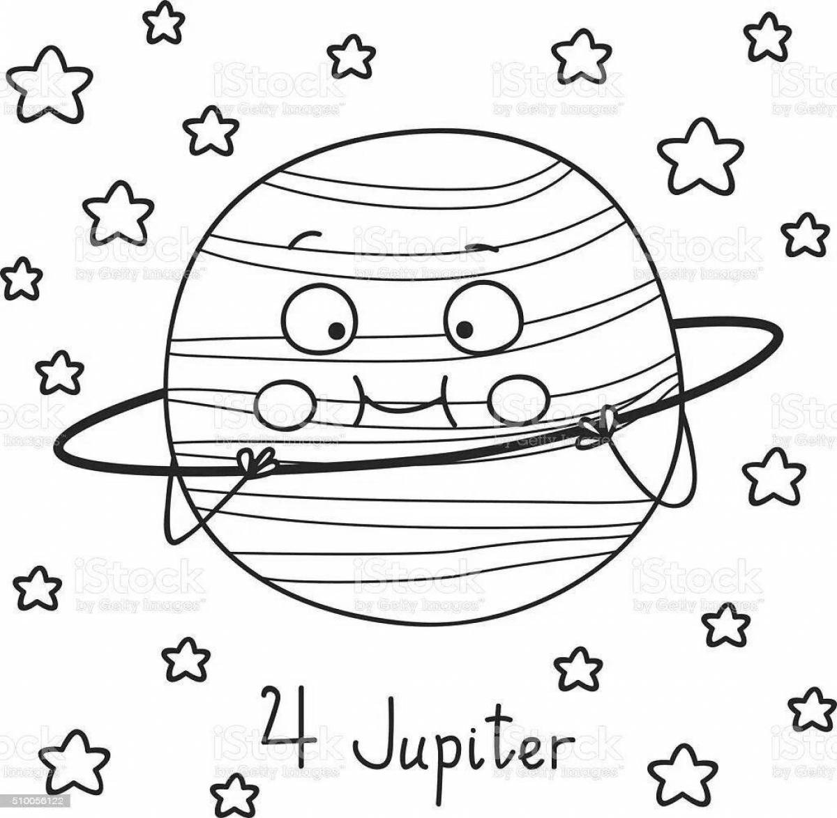 Вдохновляющая раскраска юпитер для детей