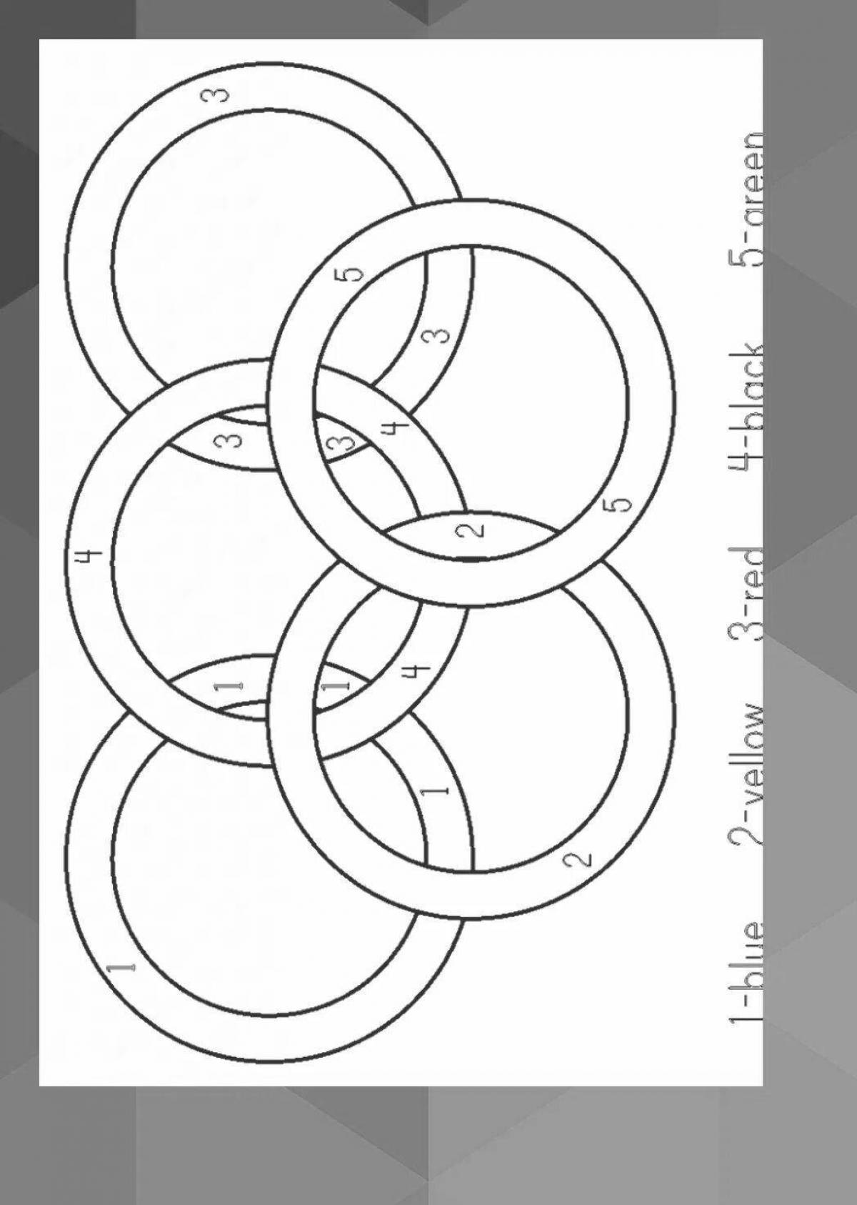 Colorful printable olympic rings coloring page