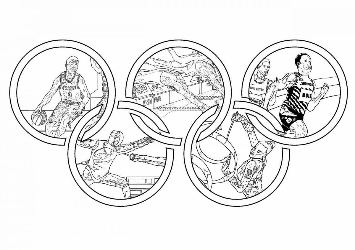 Очаровательная раскраска олимпийских колец для печати