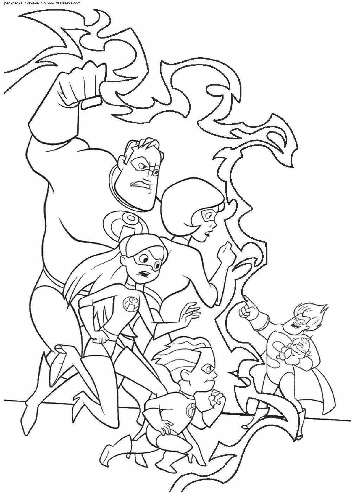 Colorful Incredibles coloring pages for kids