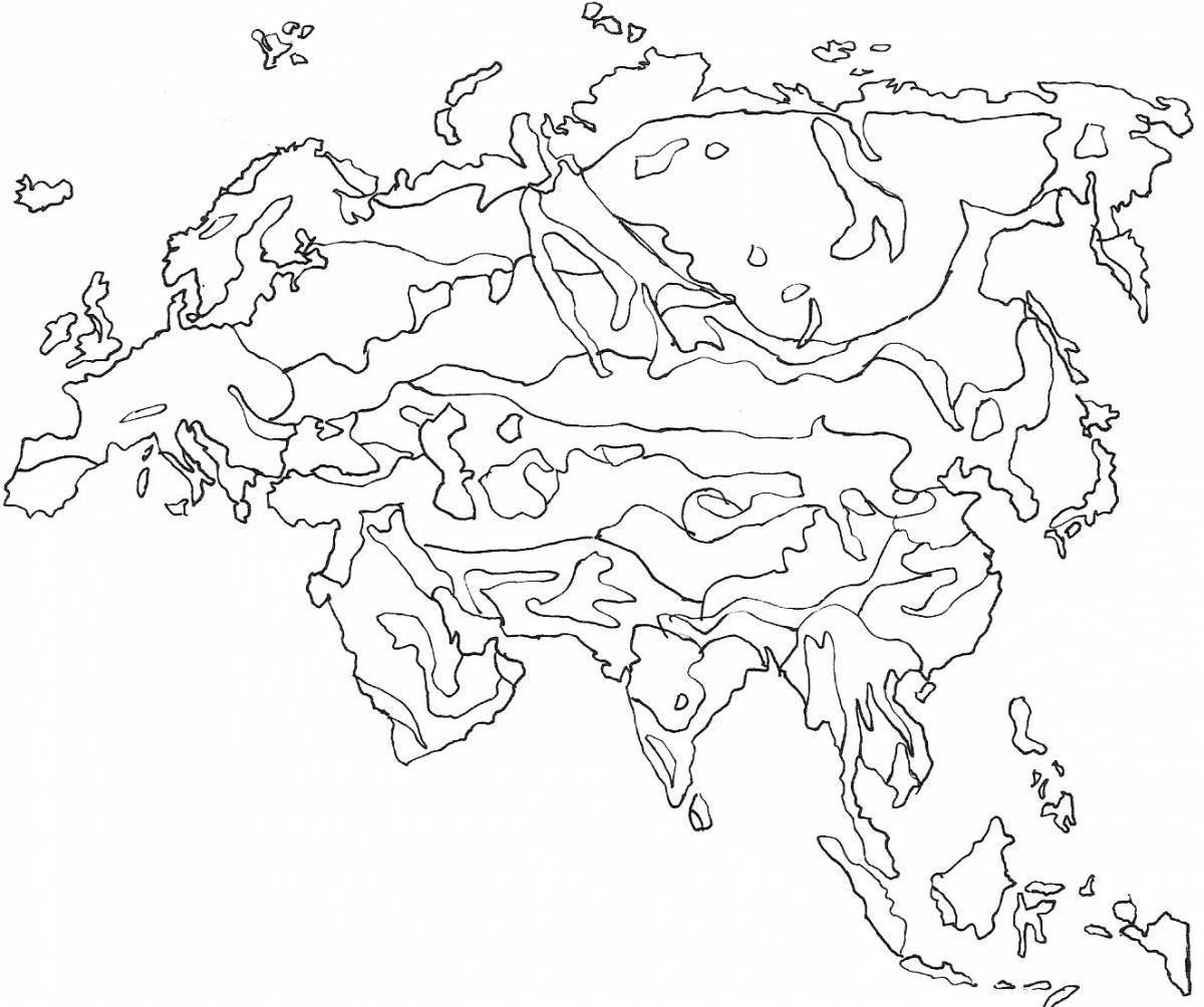 Раскрасьте природные зоны соответствующим цветом евразия контурная карта