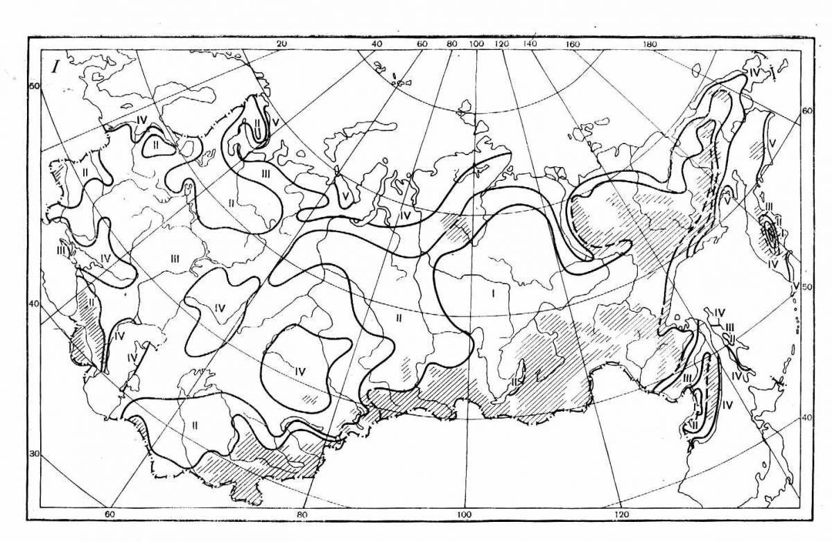 Контурная карта климатических поясов евразии