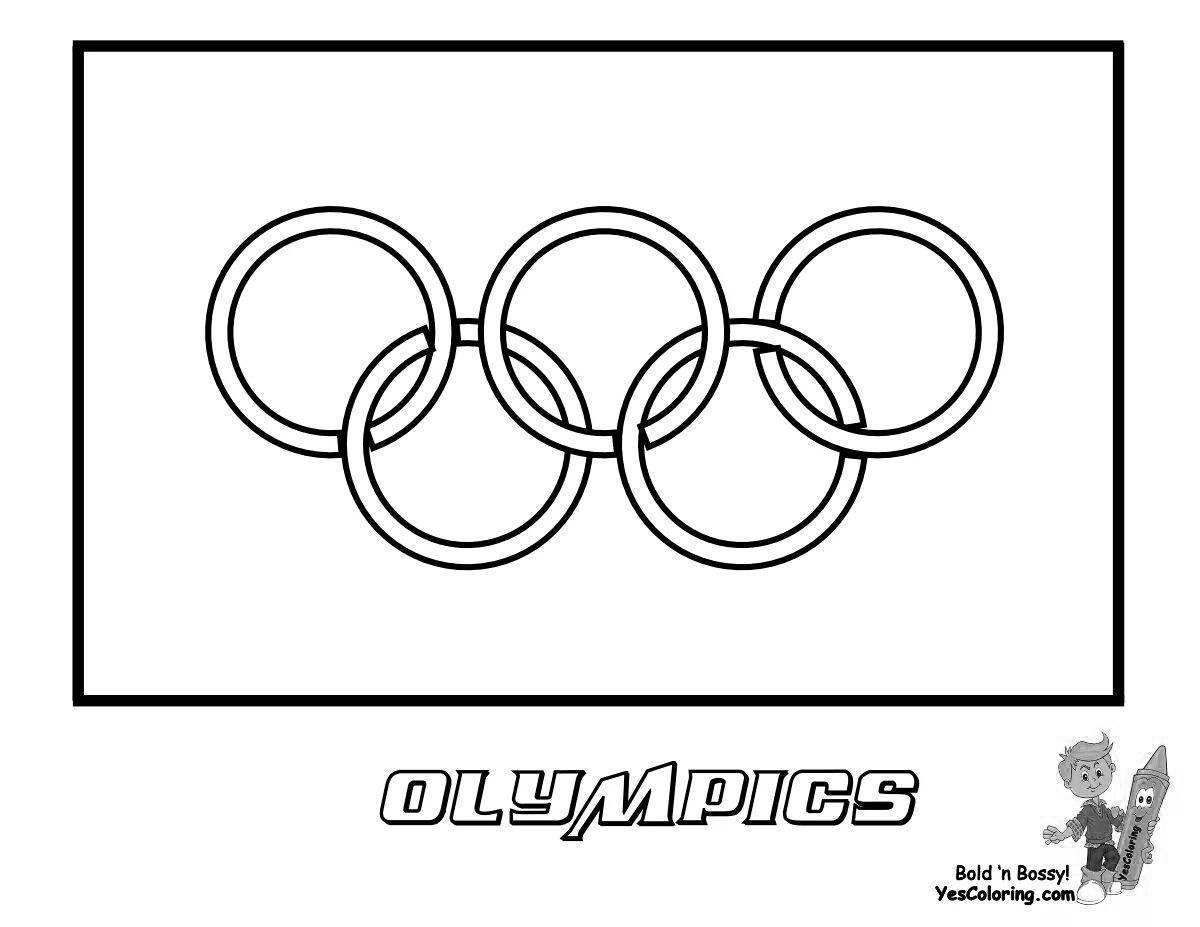 Факел и Олимпийские кольца раскраска