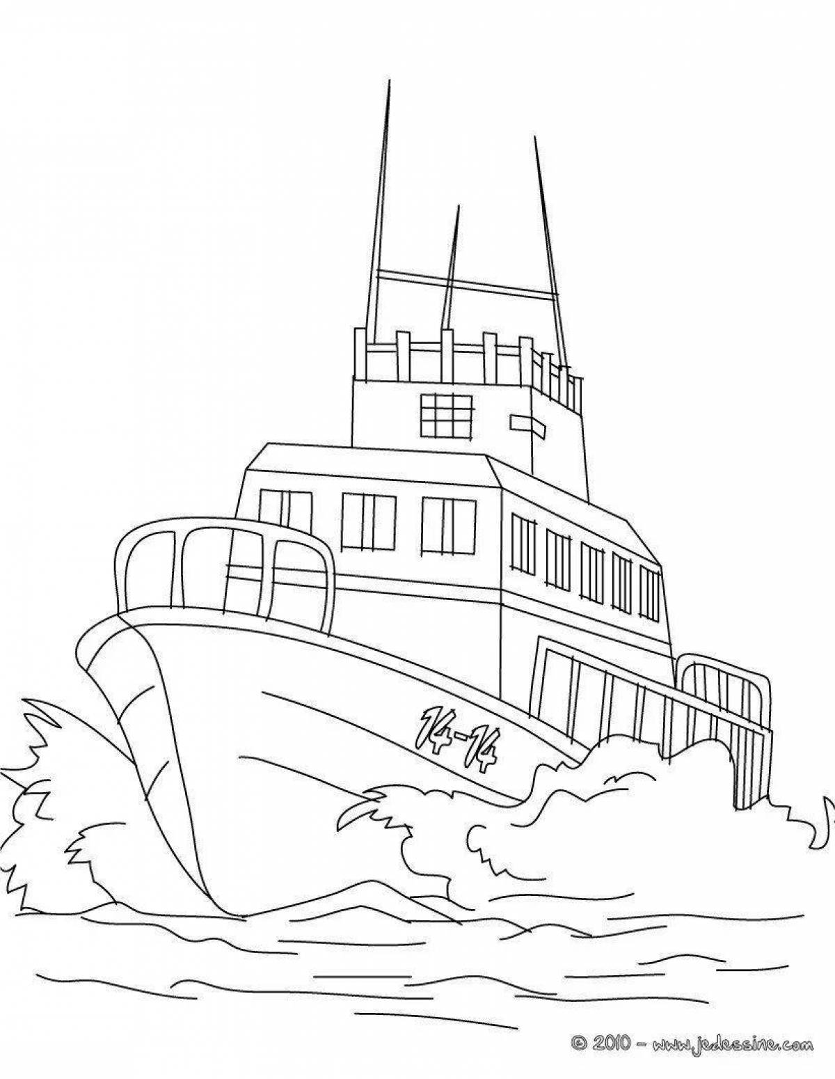 Fun coloring book tugboat for kids