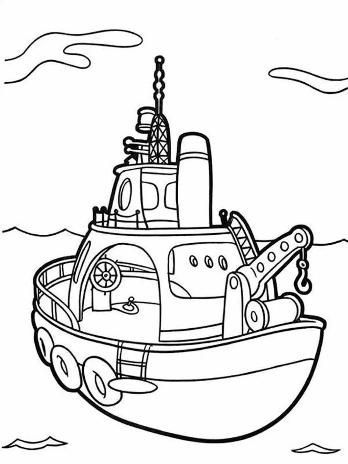Inviting tugboat coloring book for kids