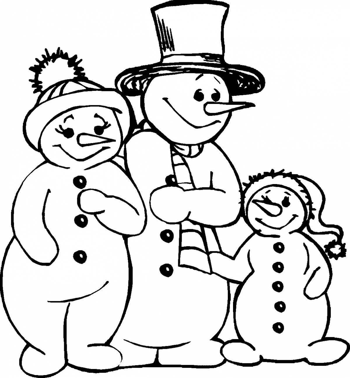 Восхитительные раскраски смешные снеговики для детей