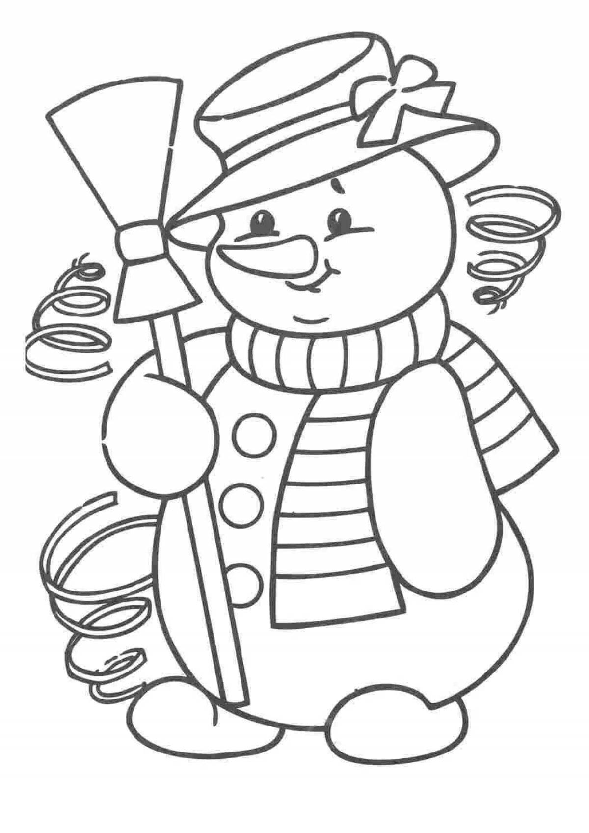 Fancy coloring funny snowmen for kids