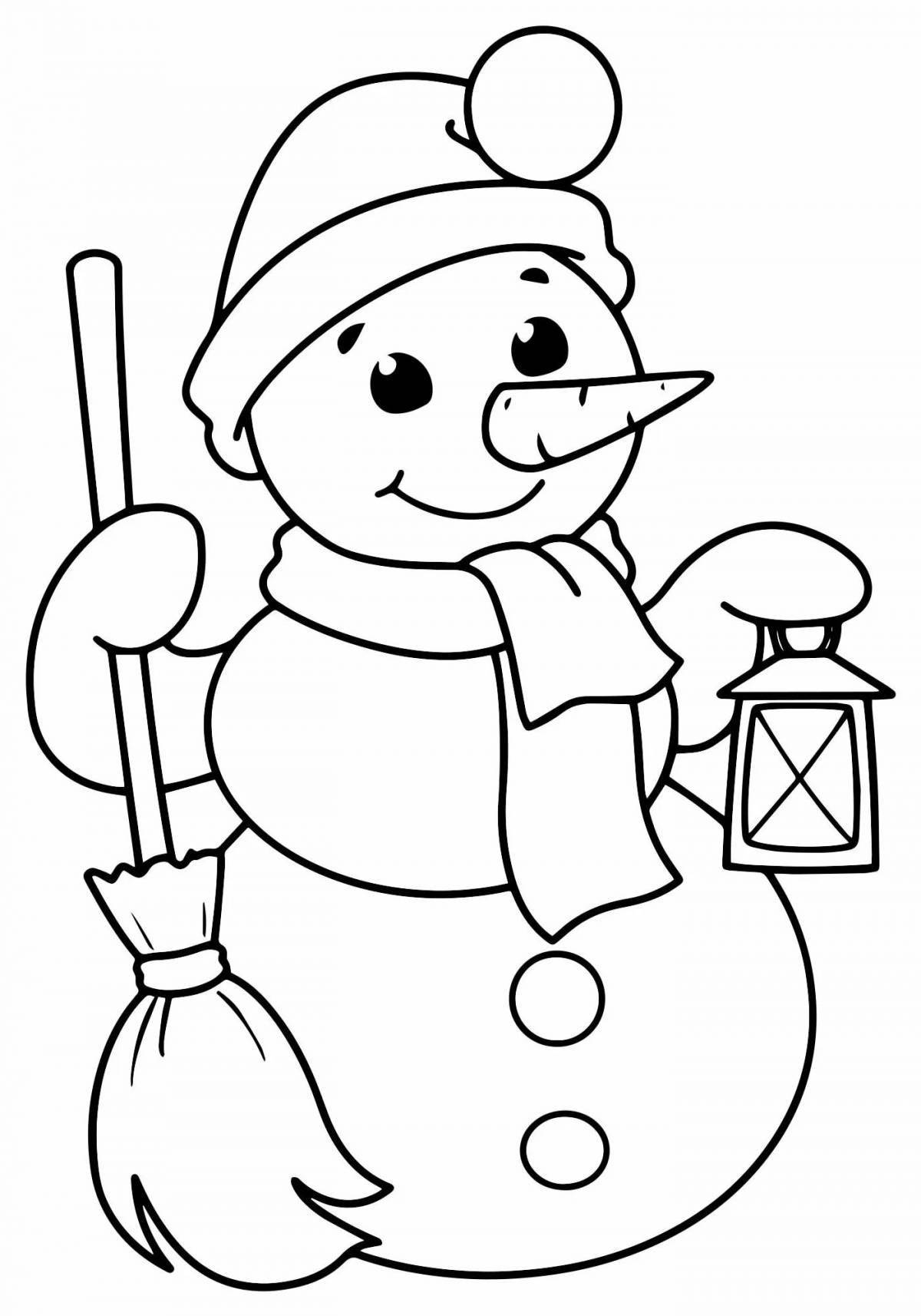 Animated coloring funny snowmen for kids