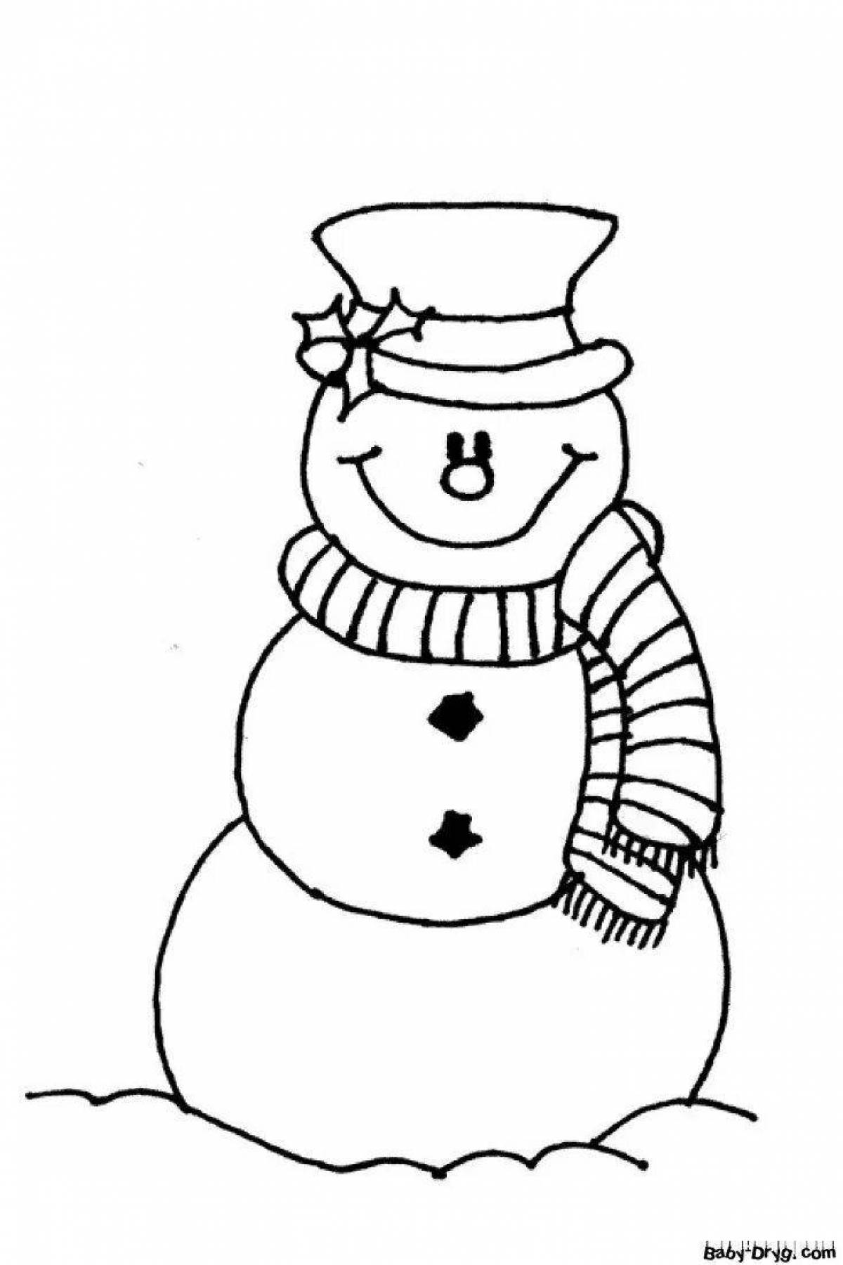 Творческая раскраска смешные снеговики для детей