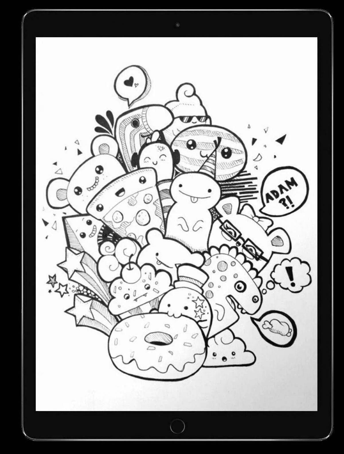 Bright doodle antistress funny animals