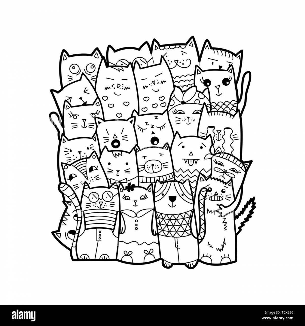 Bright doodle antistress funny animals