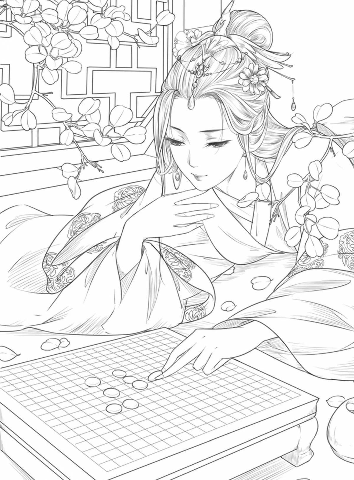 Adorable anime style anti-stress coloring book