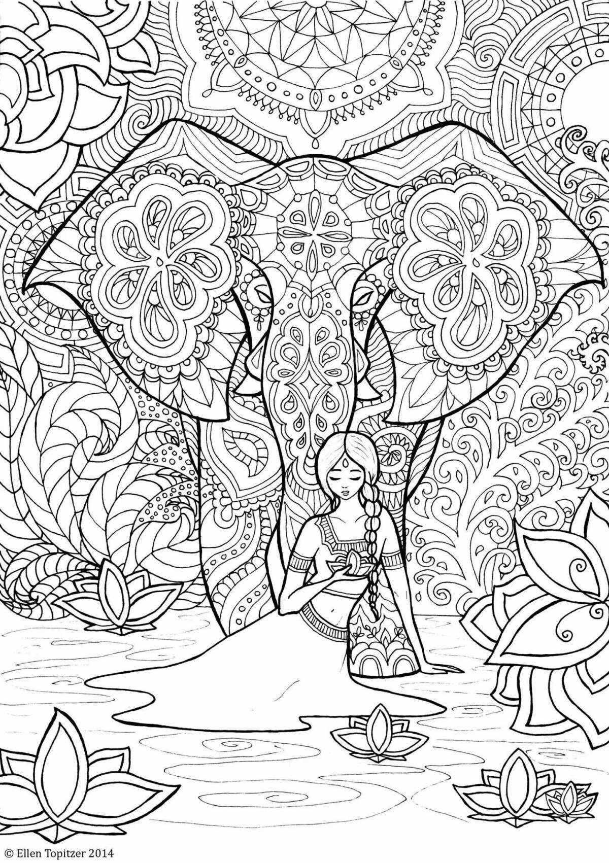 Detailed adult coloring book
