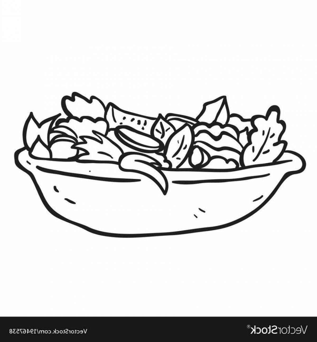 Изысканный салат оливье в тарелке