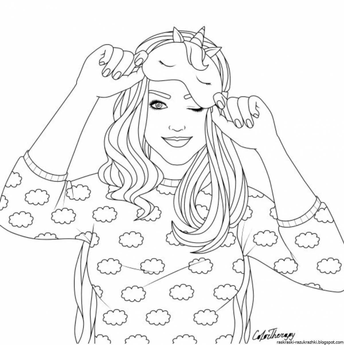 Cool girl cool aesthetic coloring book