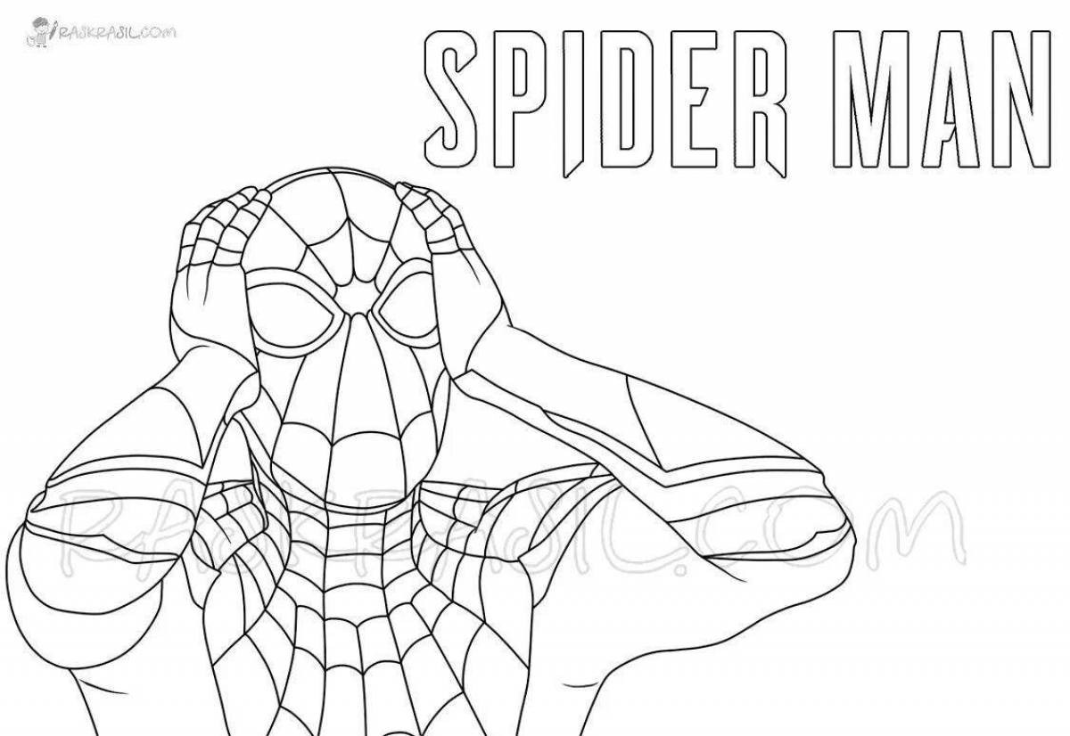 Spiderman Ghost Chilling Coloring Page